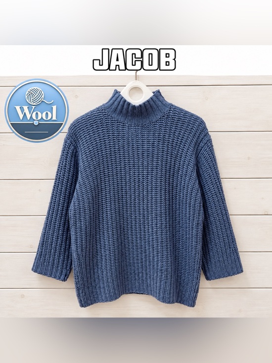 Jacob Sweaters - Jacob vintage Chunky Knit Turtleneck Sweater – Blue Grey – Size S